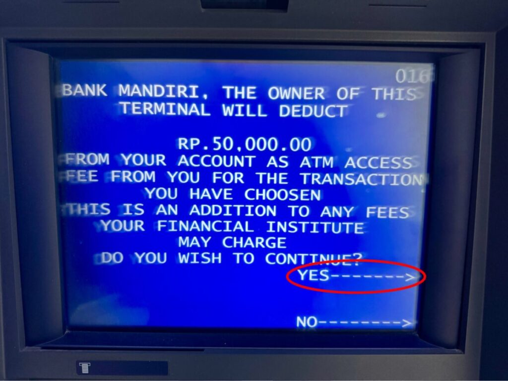 インドネシアATM